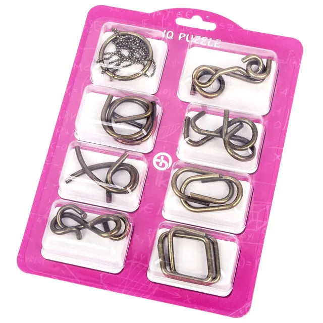 8-Piece Metal Montessori IQ Brain Teaser Puzzle Set for All Ages by Anti Spier