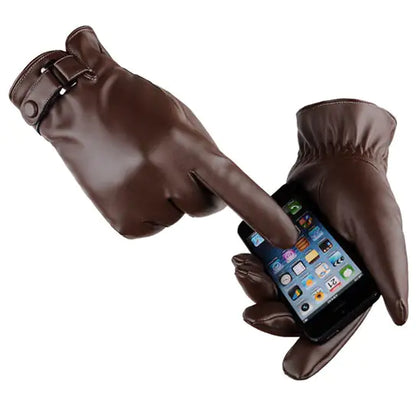 Autumn Warmth Stylish Vegan Leather Touch Smart Gloves by Anti Spier