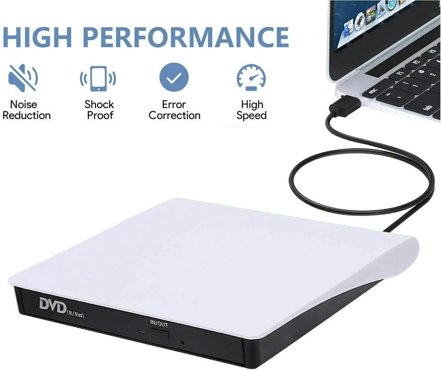 Slim External CD DVD Drive USB 3.0 Disc Player Burner Writer For Laptop PC Mac by Anti Spier