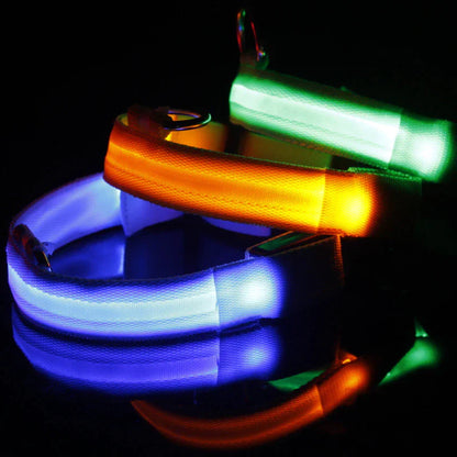 LED Adjustable Dog Collar Blinking Flashing Light Up Glow Pets Safety Waterproof by Anti Spier