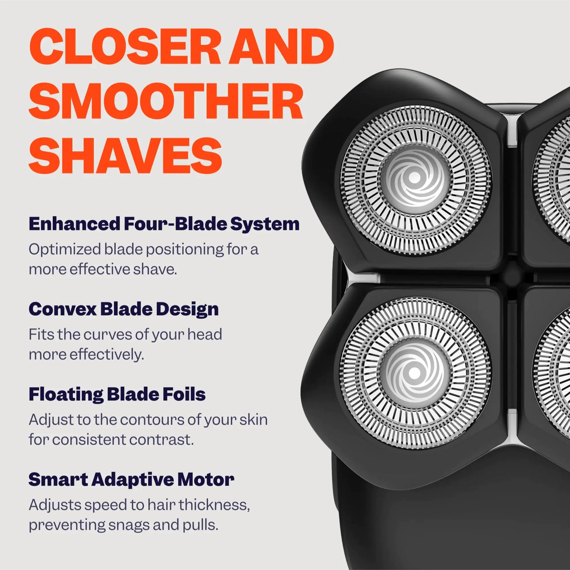 Freebird FlexSeries Pro Electric Head Shaver - Fast Smooth Head Shaver, Wet/Dry Shaving, Anti-Pinch, Rotary Electric Razor, USB Rechargeable, Cordless, 4 Flexible Blades, Ideal Gifts for Bald Men by Anti Spier