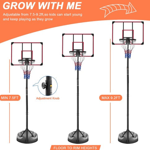 Portable Basketball Hoop System Stand Height Adjustable 7.5ft - 9.2ft With 32 Inch Backboard And Wheels For Youth Adults Indoor Outdoor Basketball Goal by Anti Spier