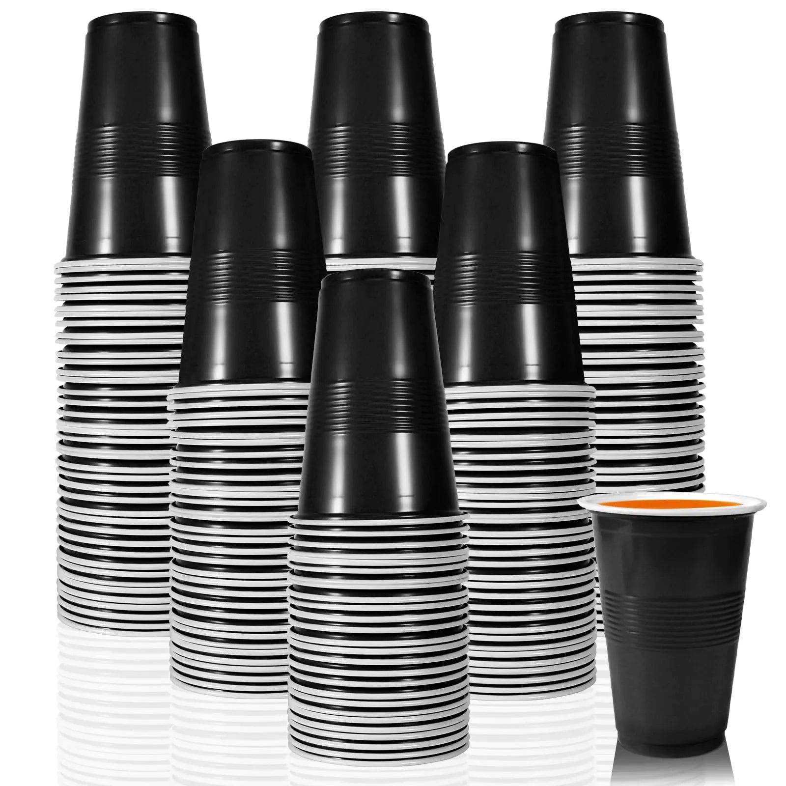 LDIWEE 100 Pack Graduation Plastic Drinking Cups for Party 16 Ounce Black Disposable Cups Stackable Heavy Duty Water Beer Beverage Soda Cups for Halloween Birthday Picnics Camping Barbecues by Anti Spier