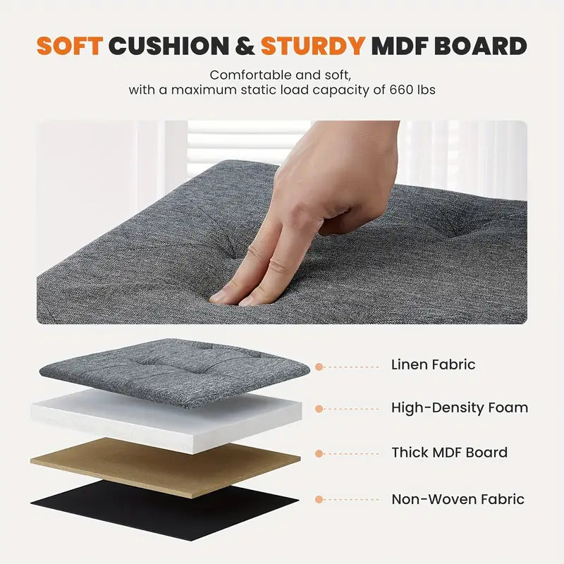 Padded Storage Ottoman Bench with Seating | Folding Ottoman Stool, Storage Chest, End Of Bed Bench for Bedroom, Living Room by Anti Spier