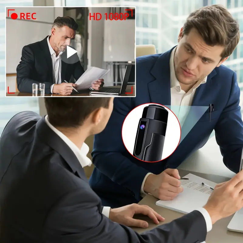 HD 1080P Pen Camera, 64GB Memory Card Included, Portable Mini Surveillance & Security Nanny Cam, Easy-to-Use, for Home Office Meeting Recording, Indoor/Outdoor Use by Anti Spier