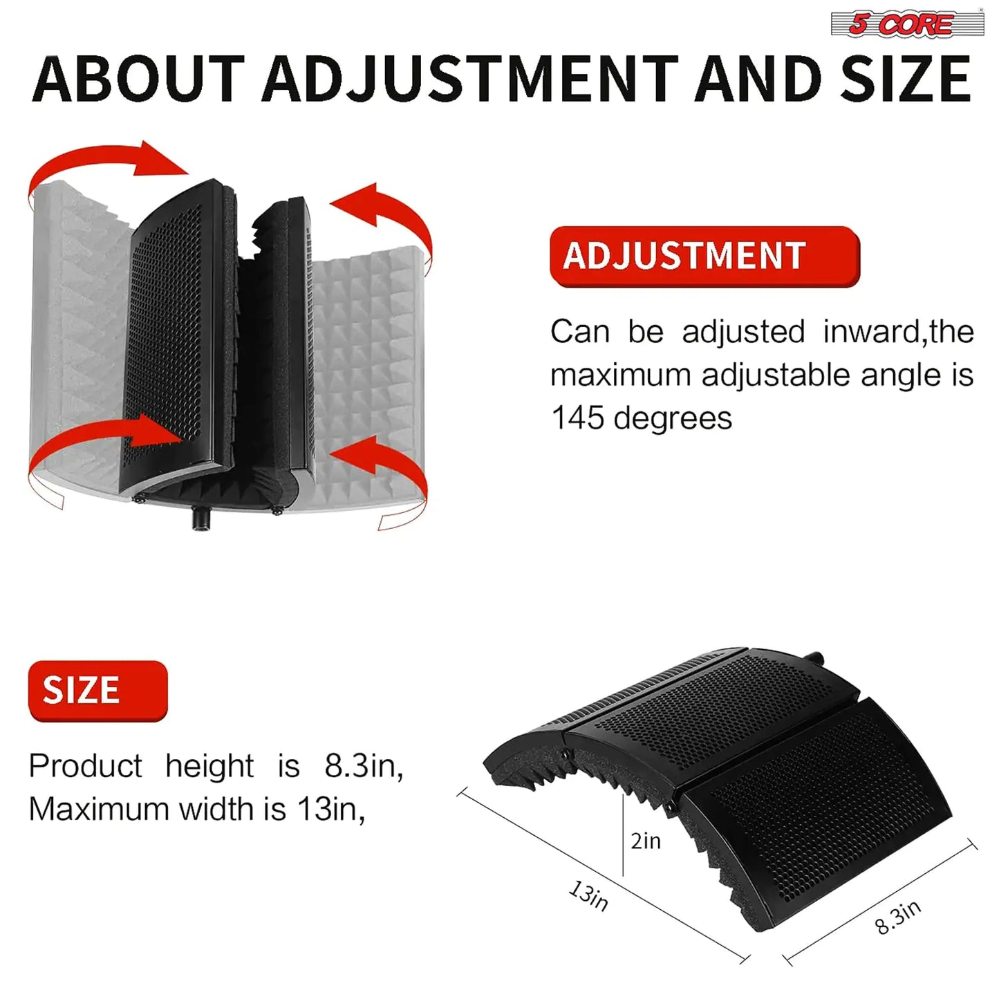 5Core Microphone Isolation Shield Foldable Mic Shield with 3 Sound Insulation Absorbing Foam by Anti Spier