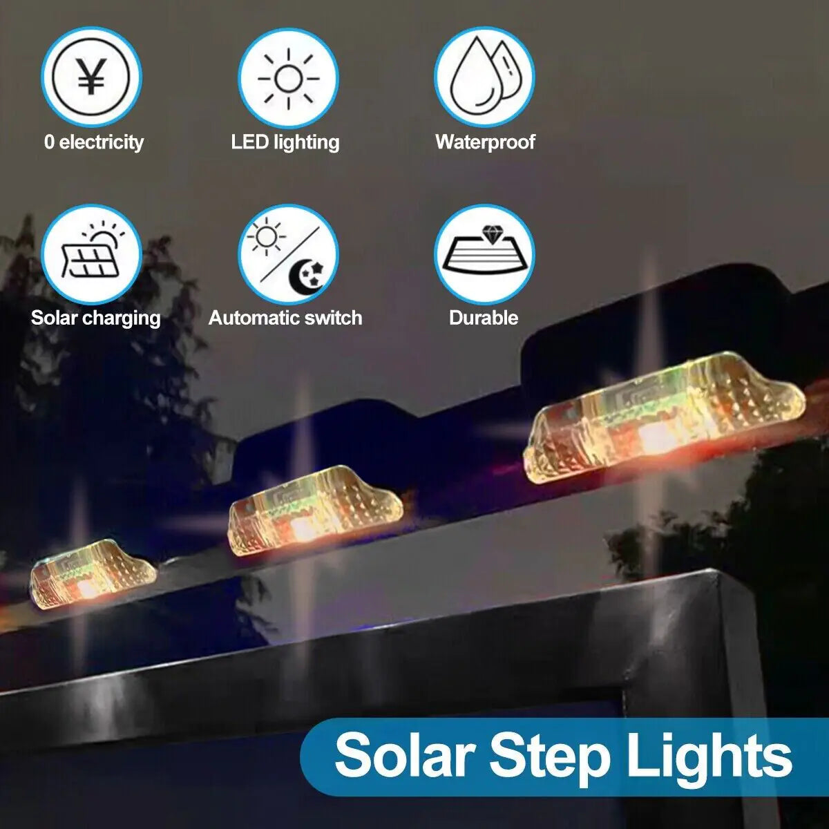 8 Pack New Solar Deck Lights Outdoor Waterproof LED Steps Lamps For Stairs Fence by Anti Spier