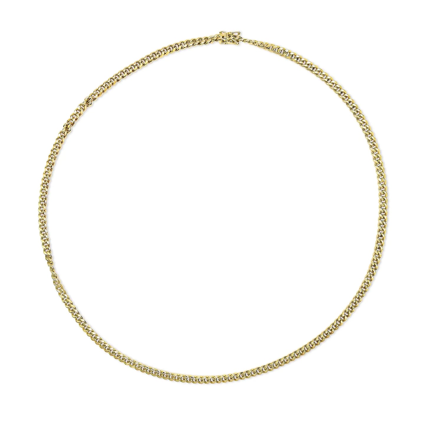 Semi-Solid 14K Yellow Gold 4.5mm Miami Cuban Chain Necklace - Unisex Chain by Anti Spier
