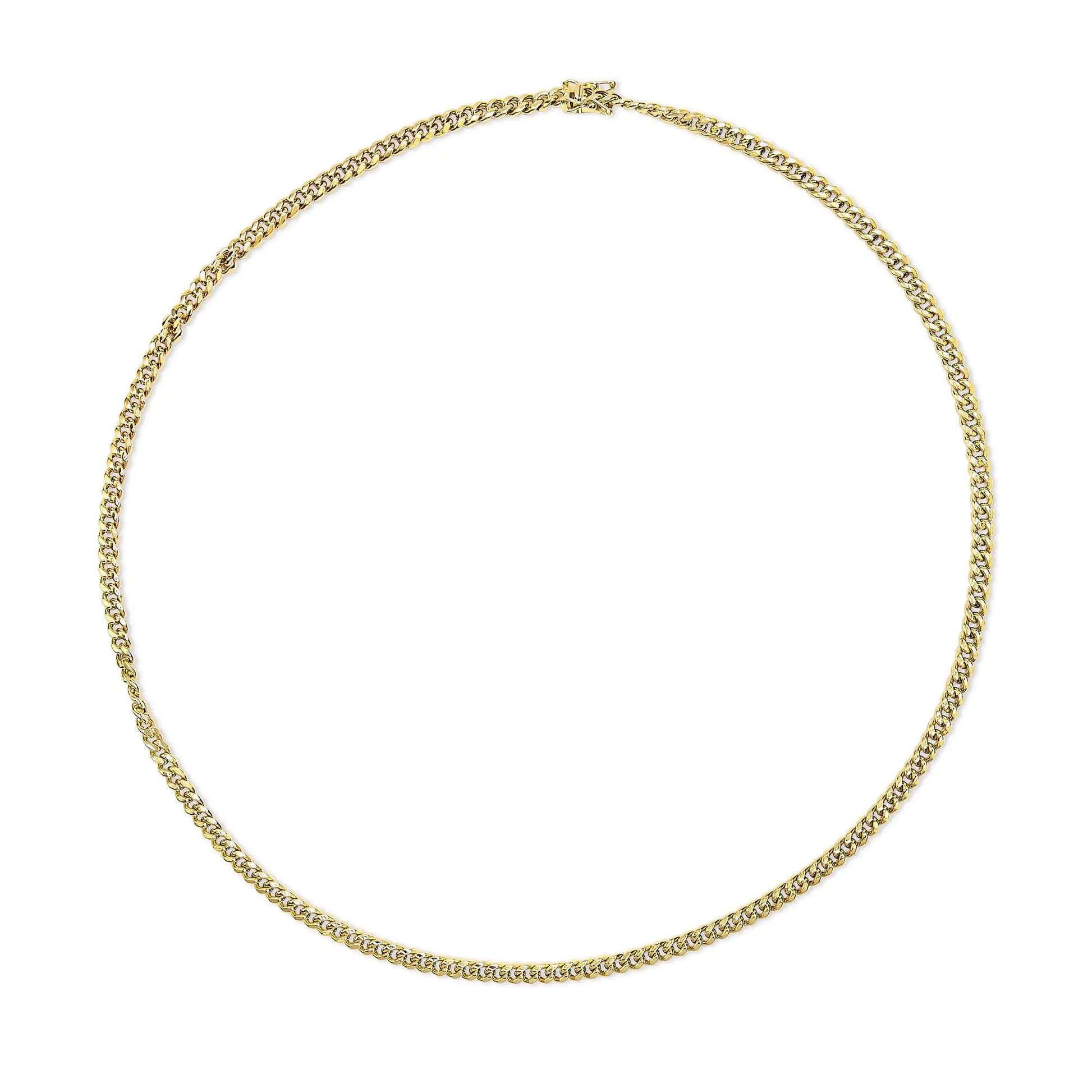 Semi-Solid 14K Yellow Gold 4.5mm Miami Cuban Chain Necklace - Unisex Chain by Anti Spier