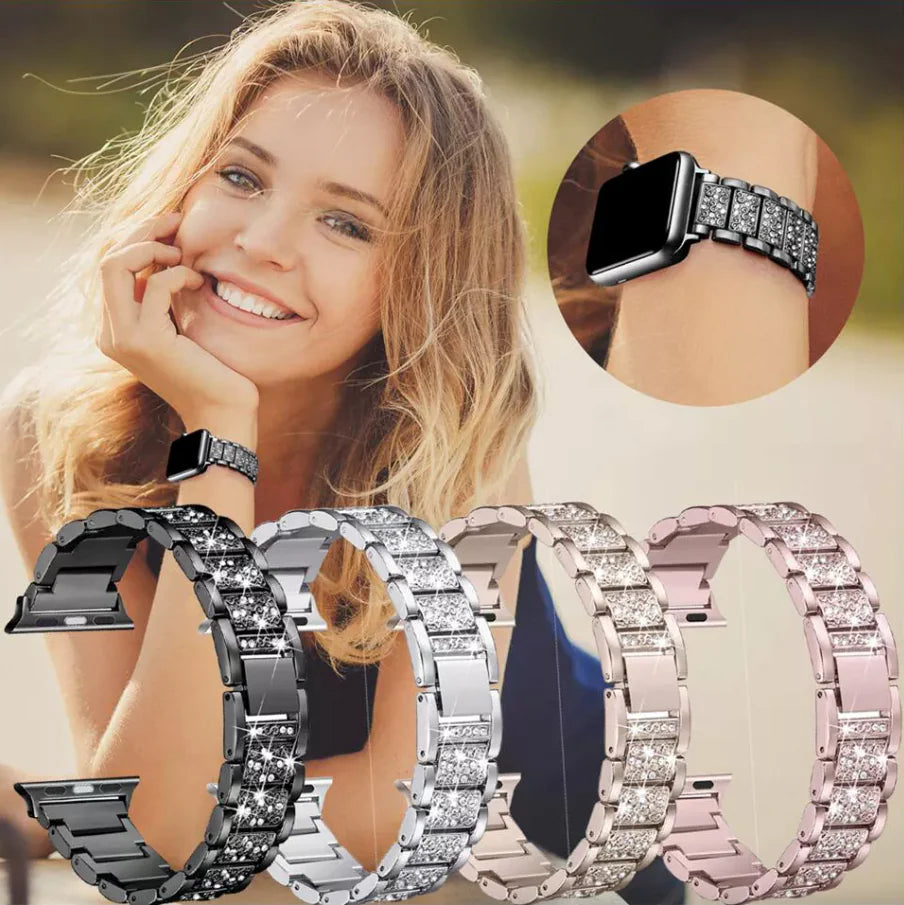 Crystal Bling Band Case iWatch Strap For Apple Watch Ultra Series 8 7 SE 6 5 4 3 by Anti Spier