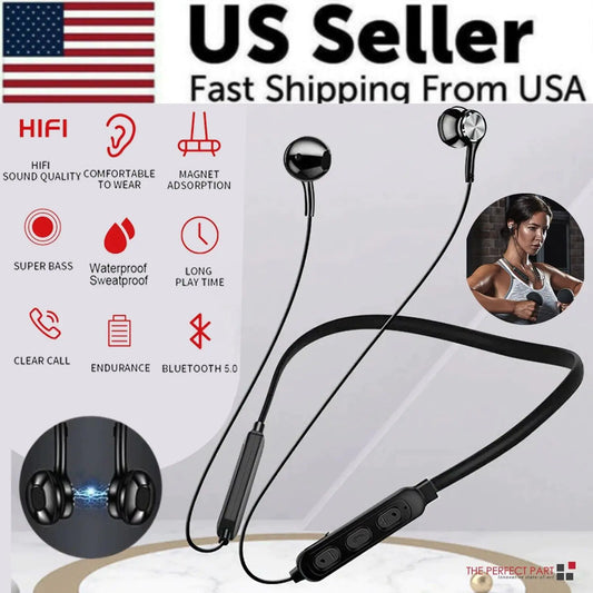 Waterproof Bluetooth 5.0 Earbuds Stereo Sport Wireless Headphones in Ear Headset by Anti Spier
