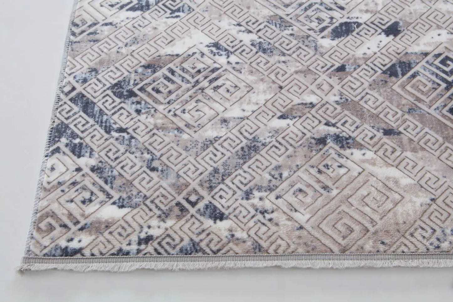 Aksu Non-Slip Floor Carpet with Tassels 120x180 Lois Blue by Anti Spier