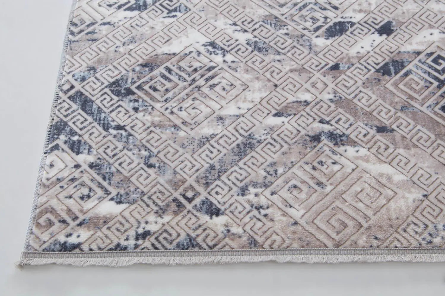 Aksu Non-Slip Floor Carpet with Tassels 120x180 Lois Blue by Anti Spier