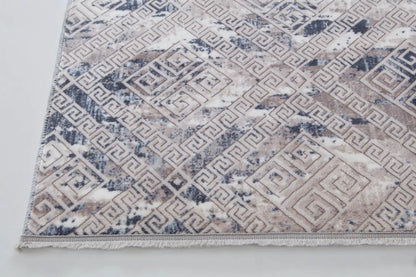 Aksu Non-Slip Floor Carpet with Tassels 120x180 Lois Blue by Anti Spier