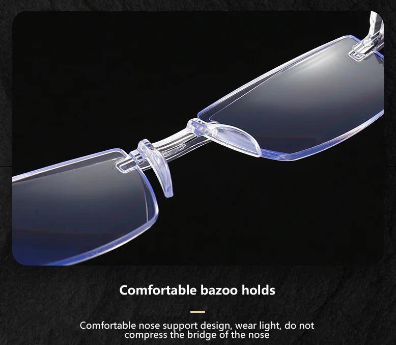 4 PK Mens Rectangular Rimless Blue Light Blocking Reading Glasses Unisex Readers by Anti Spier