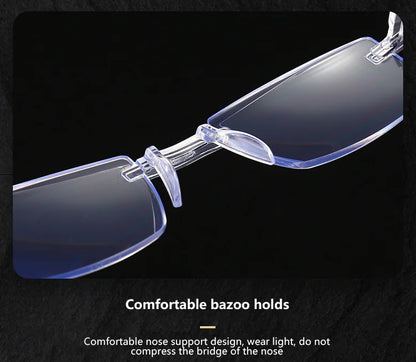 4 PK Mens Rectangular Rimless Blue Light Blocking Reading Glasses Unisex Readers by Anti Spier