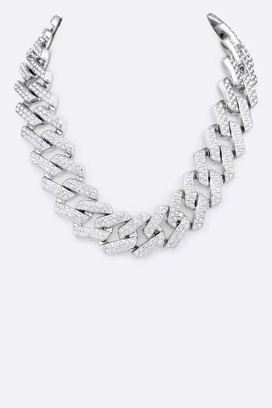Crystal Pave Chunky Chain Iconic Necklace by Anti Spier