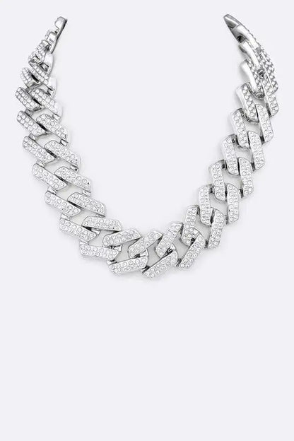 Crystal Pave Chunky Chain Iconic Necklace by Anti Spier