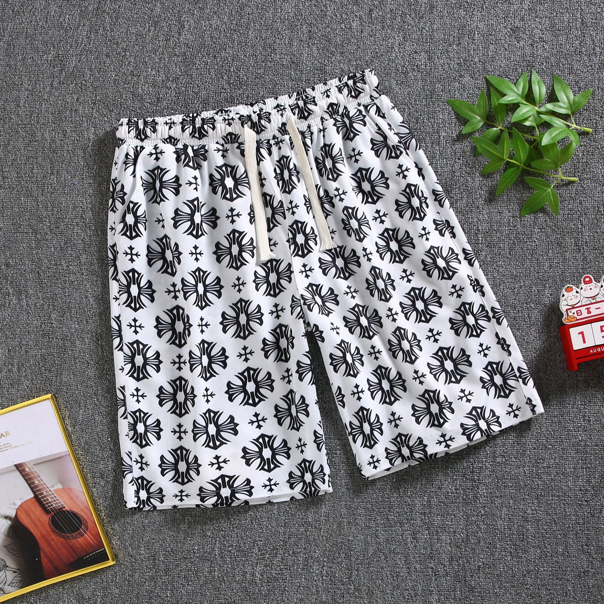 Quarter pants Men's summer beach pants Men's casual running shorts Men's 5 straight leg pants trend by Hypersku