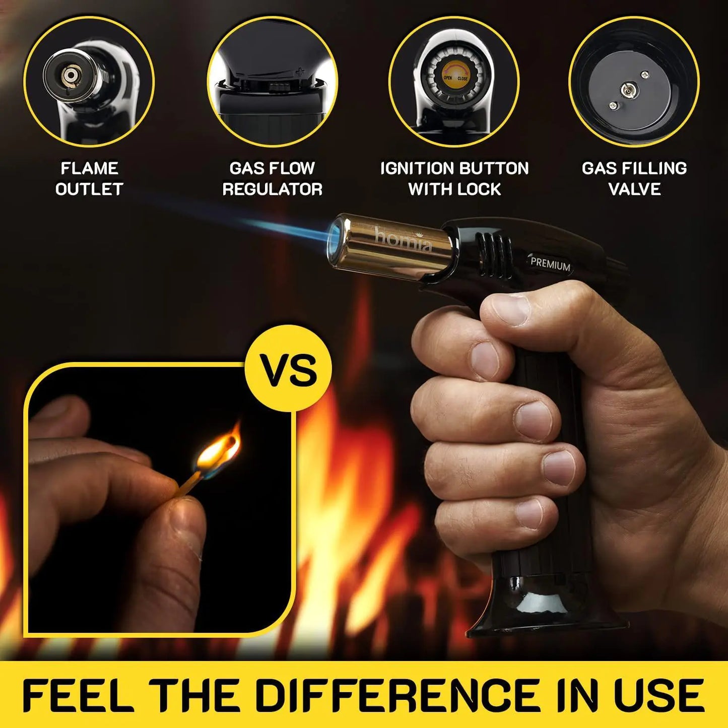 Butane Torch Adjustable Flame for Smoking Guns and Smokers with Wood Chips Bag by Anti Spier