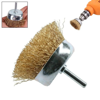 2-Pack 3 Pcs Wire Brush Wheel Set Cup Drill Bit Rust Paint Attachment 1/4" USA by Anti Spier