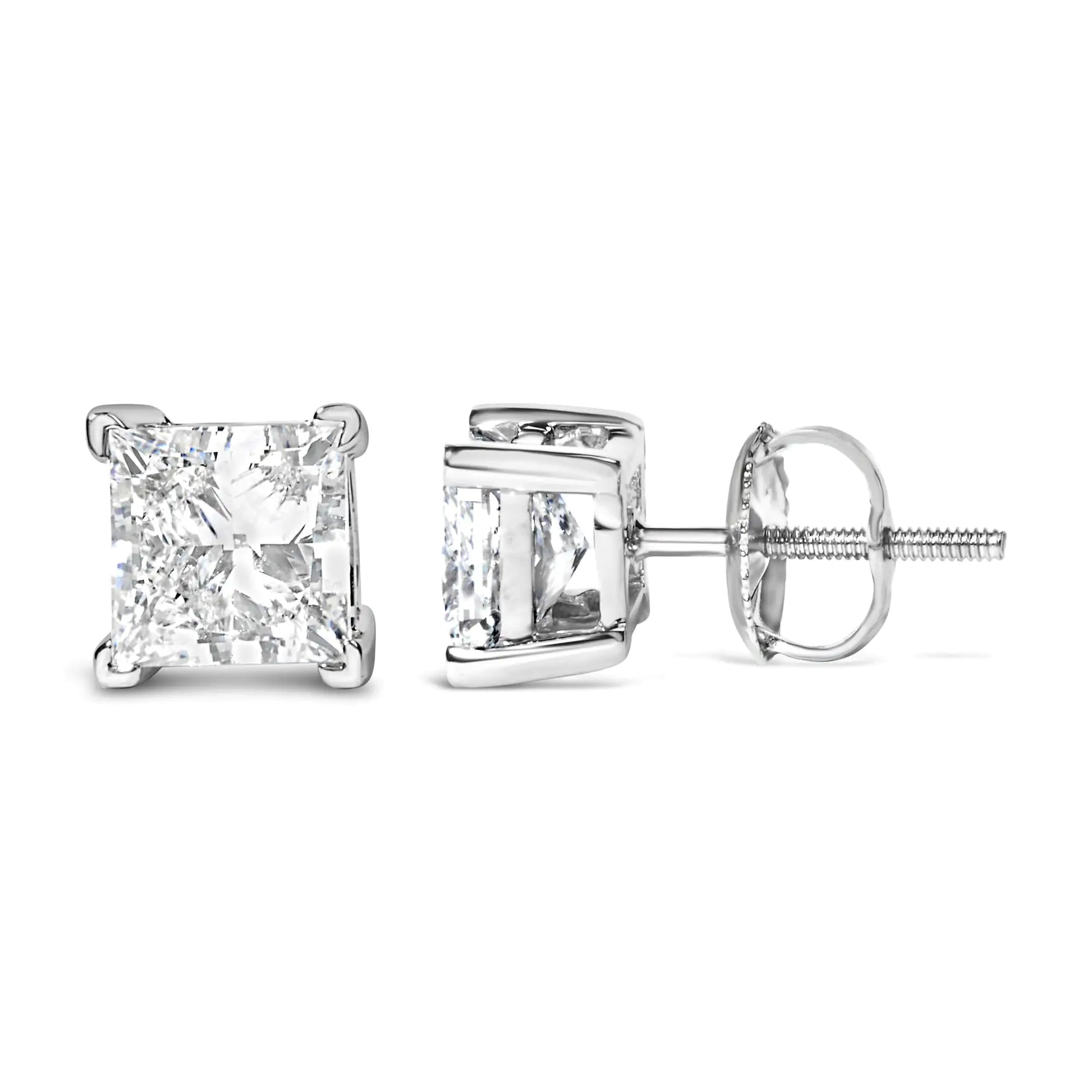 14K White Gold Princess Cut Lab-Grown Diamond Solitaire Stud Earrings (F-G Color, VS2-SI1 Clarity) by Anti Spier