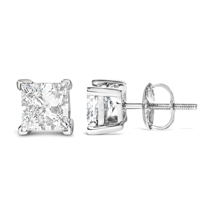 14K White Gold Princess Cut Lab-Grown Diamond Solitaire Stud Earrings (F-G Color, VS2-SI1 Clarity) by Anti Spier