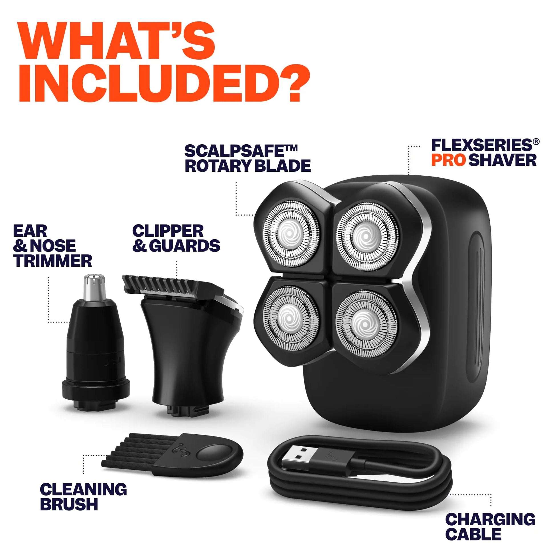 Freebird FlexSeries Pro Electric Head Shaver - Fast Smooth Head Shaver, Wet/Dry Shaving, Anti-Pinch, Rotary Electric Razor, USB Rechargeable, Cordless, 4 Flexible Blades, Ideal Gifts for Bald Men by Anti Spier