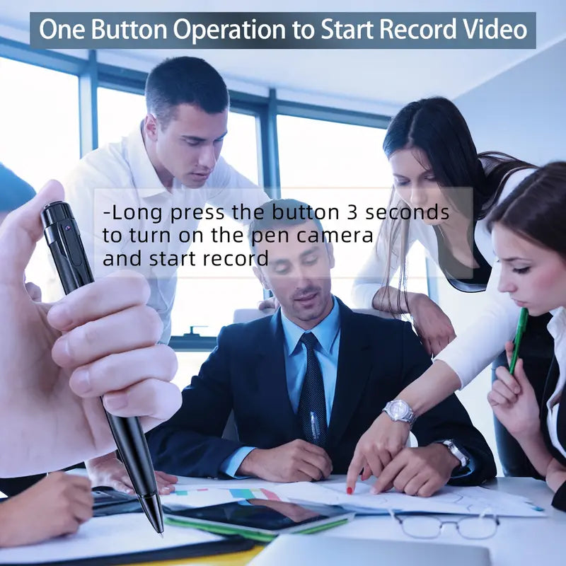 HD 1080P Pen Camera, 64GB Memory Card Included, Portable Mini Surveillance & Security Nanny Cam, Easy-to-Use, for Home Office Meeting Recording, Indoor/Outdoor Use by Anti Spier