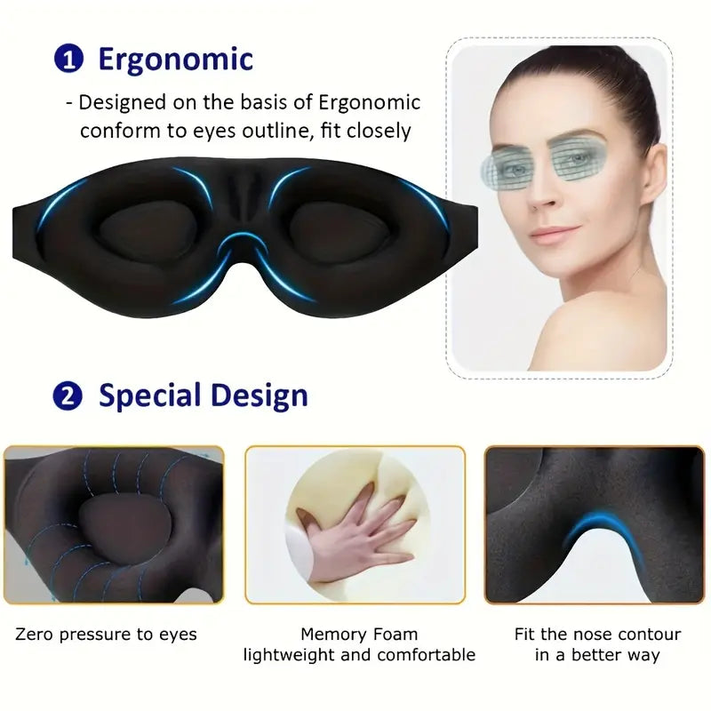 Adjustable 3D Sleep Mask for Men & Women - Breathable, Light-Blocking Eye Cover for Naps & Travel Father's Day, Mother's Day Gift by Anti Spier
