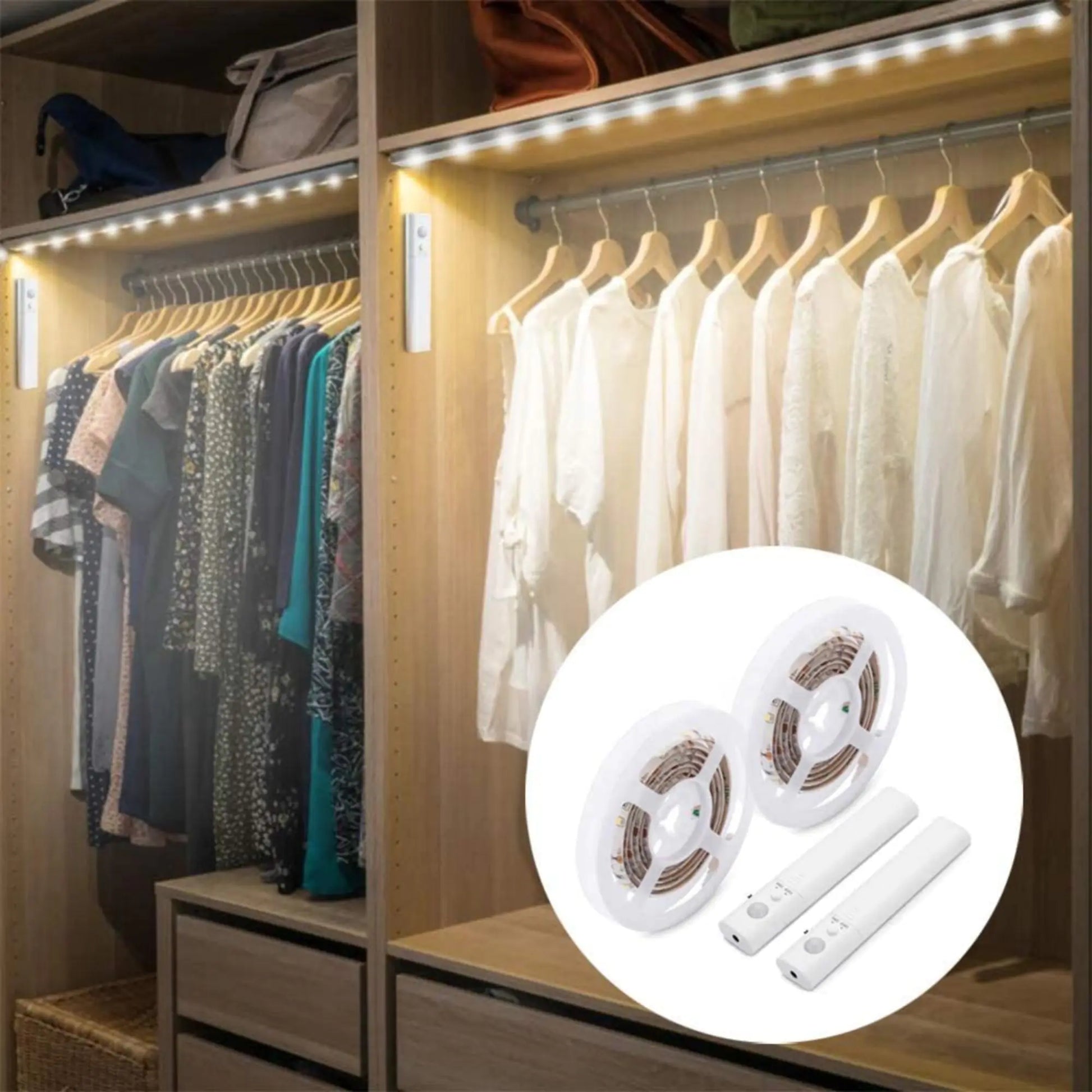 Motion Sensor LED Light Strips for Wardrobe, Bathroom, Stairs (6.5 feet) by Anti Spier