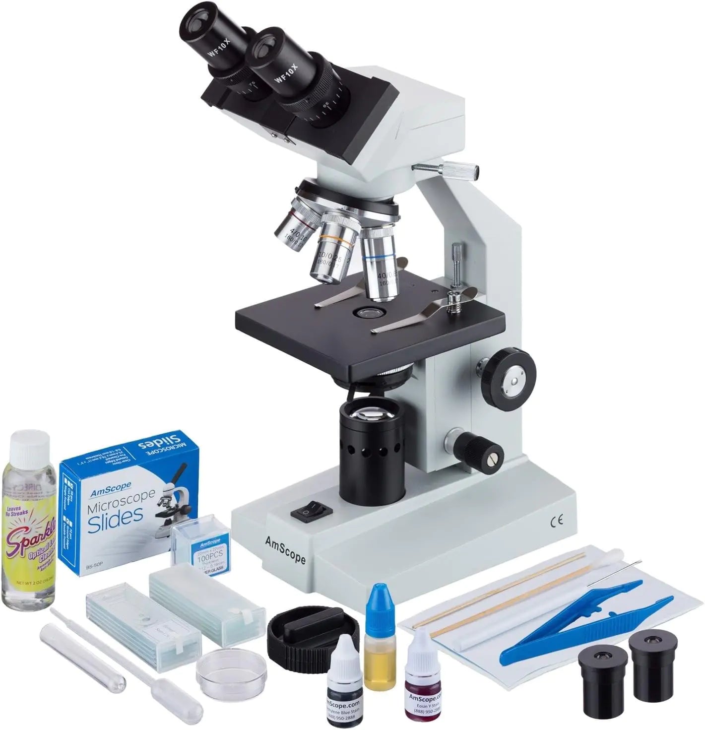 AmScope BioMaster B100C 40X-2500X Binocular Microscope with Slide Kit by Anti Spier
