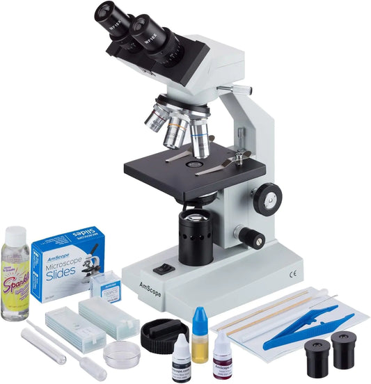 AmScope BioMaster B100C 40X-2500X Binocular Microscope with Slide Kit by Anti Spier