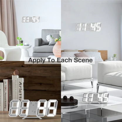 Digital 3D LED Big Wall Desk Alarm Clock Snooze 12/24 Hours Auto Brightness USB by Anti Spier