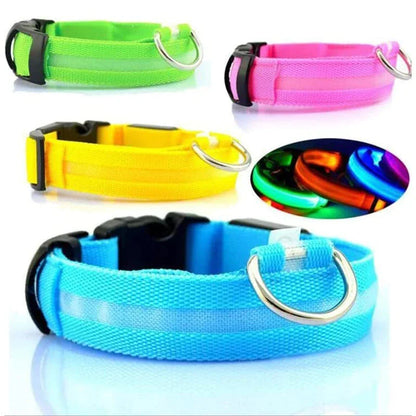 LED Adjustable Dog Collar Blinking Flashing Light Up Glow Pets Safety Waterproof by Anti Spier