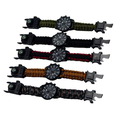 Outdoor Multi function Camping Survival Watch Bracelet Tools With LED Light by Anti Spier