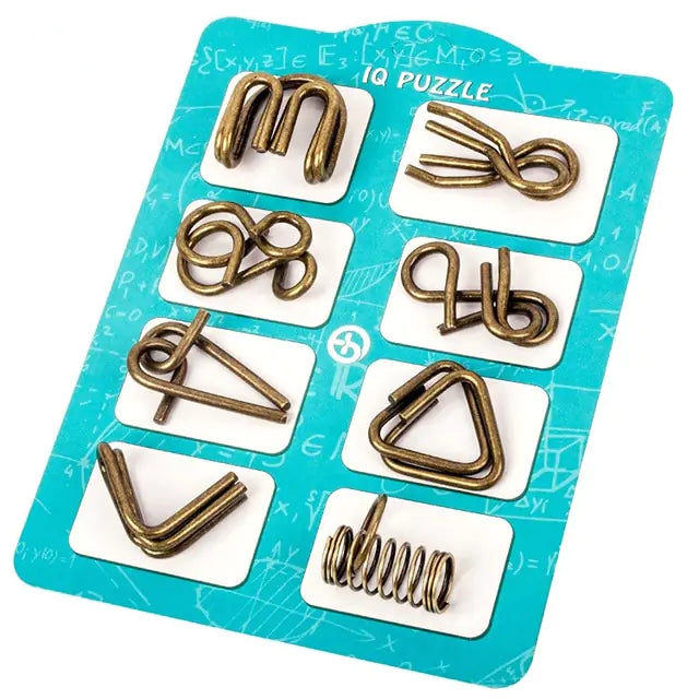 8-Piece Metal Montessori IQ Brain Teaser Puzzle Set for All Ages by Anti Spier