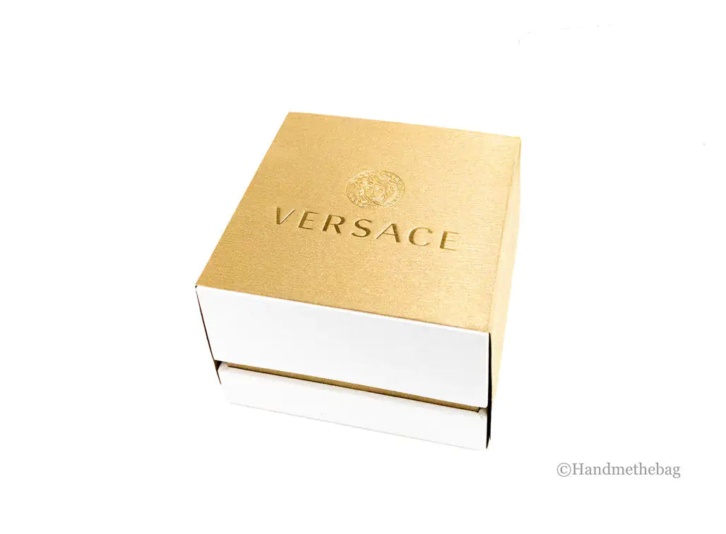Versace 38mm Silver Logo Halo Dial Embossed Leather Watch by Anti Spier