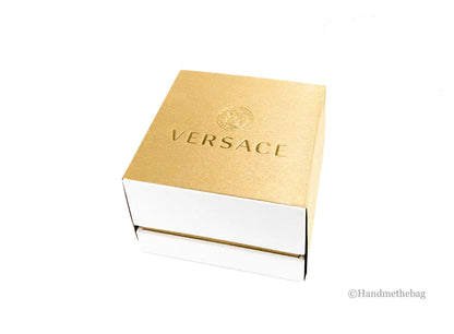 Versace 38mm Silver Logo Halo Dial Embossed Leather Watch by Anti Spier