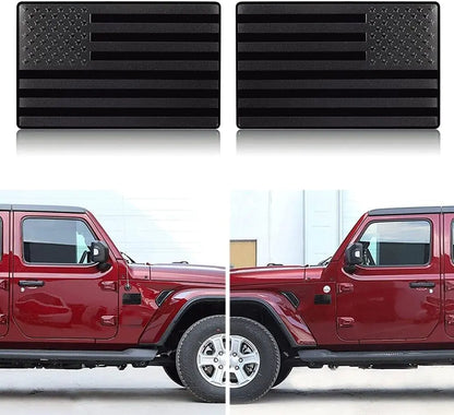 2PCS Metal USA Flag Sticker American Car Truck Decal Emblem Black by Anti Spier