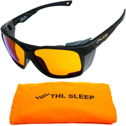 Orange Blue Light Blocking Glasses for Better Sleep - Amber Wrap Around Computer Gaming Glasses - EliteX Ultra Nighttime Migraine Gamer Glasses for Men & Women - Screen Eye Strain Blue Light Blockers by Anti Spier