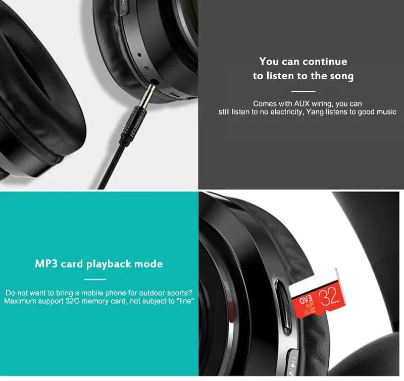 Super Bass Wireless Bluetooth Headphones Foldable Stereo Earphones Headsets Mic by Anti Spier
