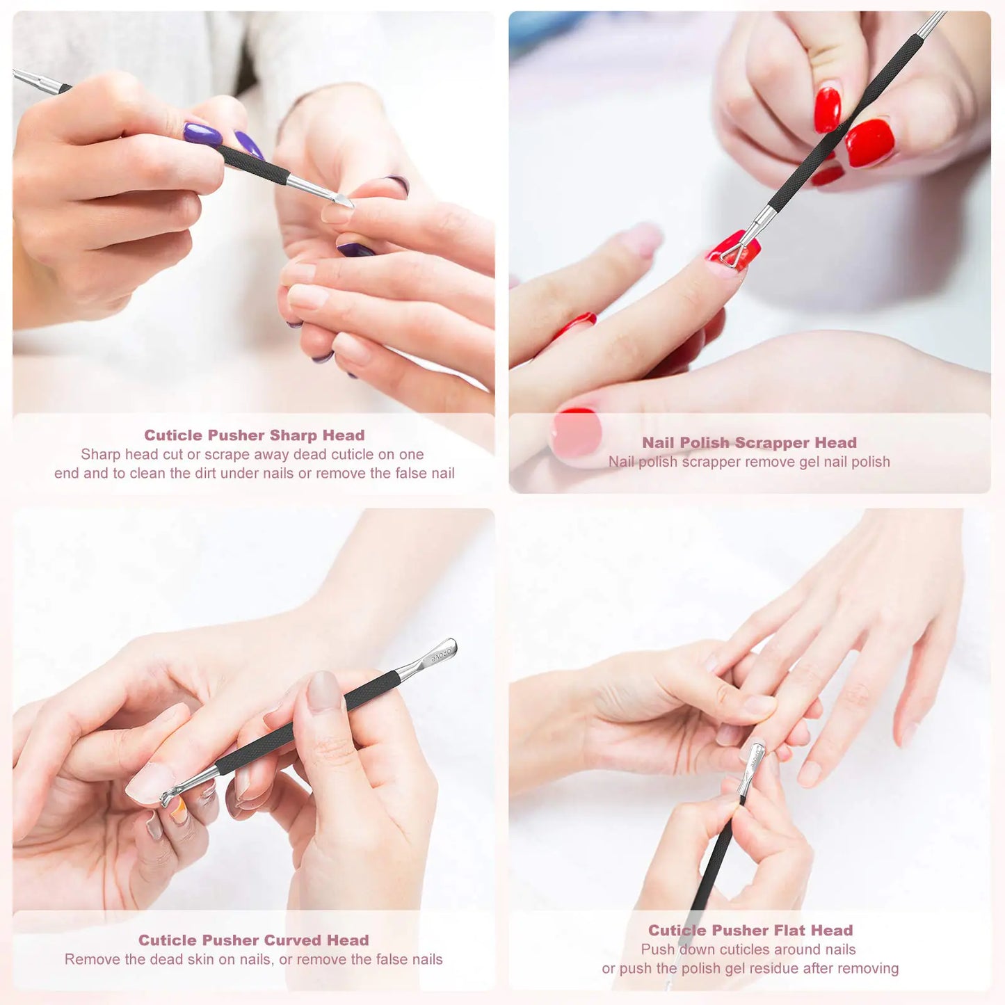 Cuticle Pusher Nail Polish Remover Stainless Steel Manicure Tool Set Gel Nail Polish Peeler Scraper Nail Cleaner Pedicure Kit for Fingernail and Toenail, opove P1, Matter Black… Buy X7 Get This 90% Off by Anti Spier