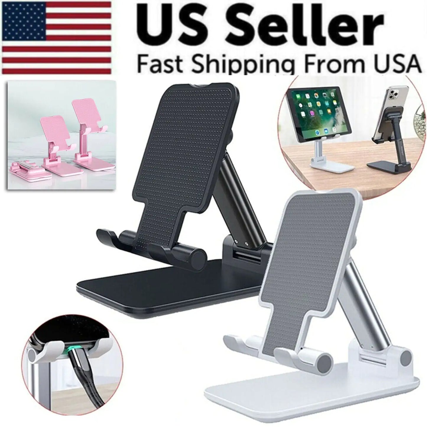 Adjustable Cell Phone Tablet Stand Desktop Holder Mount Mobile Phone iPad iPhone by Anti Spier