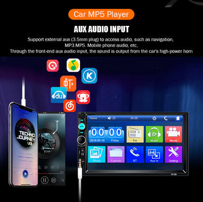 7" Double 2 DIN Car MP5 Player Bluetooth Touch Screen Stereo Radio With Camera by Anti Spier