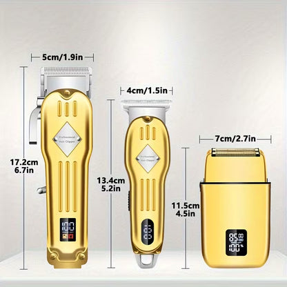 Men's Professional Hair Clipper Combo Set - Foil Shaver, Detail Trimmer, Adjustable Blades - USB Rechargeable, LCD Display, Complete Accessories for Home/Barbershop by Anti Spier