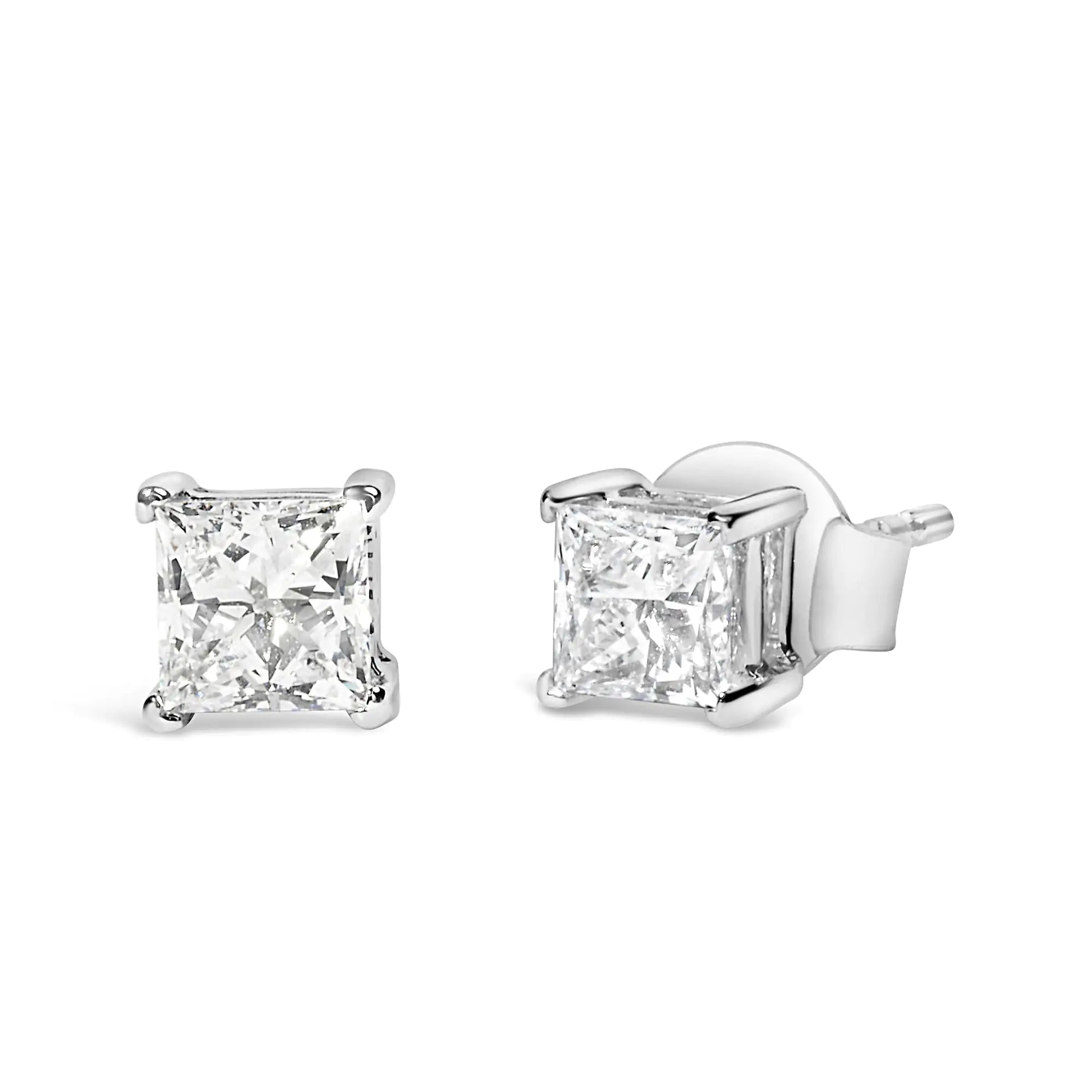 14K White Gold Princess Cut Lab-Grown Diamond Solitaire Stud Earrings (F-G Color, VS2-SI1 Clarity) by Anti Spier