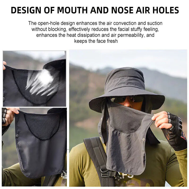Wide Brim Sun Hat UV Protection Bucket Cap For Hiking Camping Fishing Safari Men by Anti Spier
