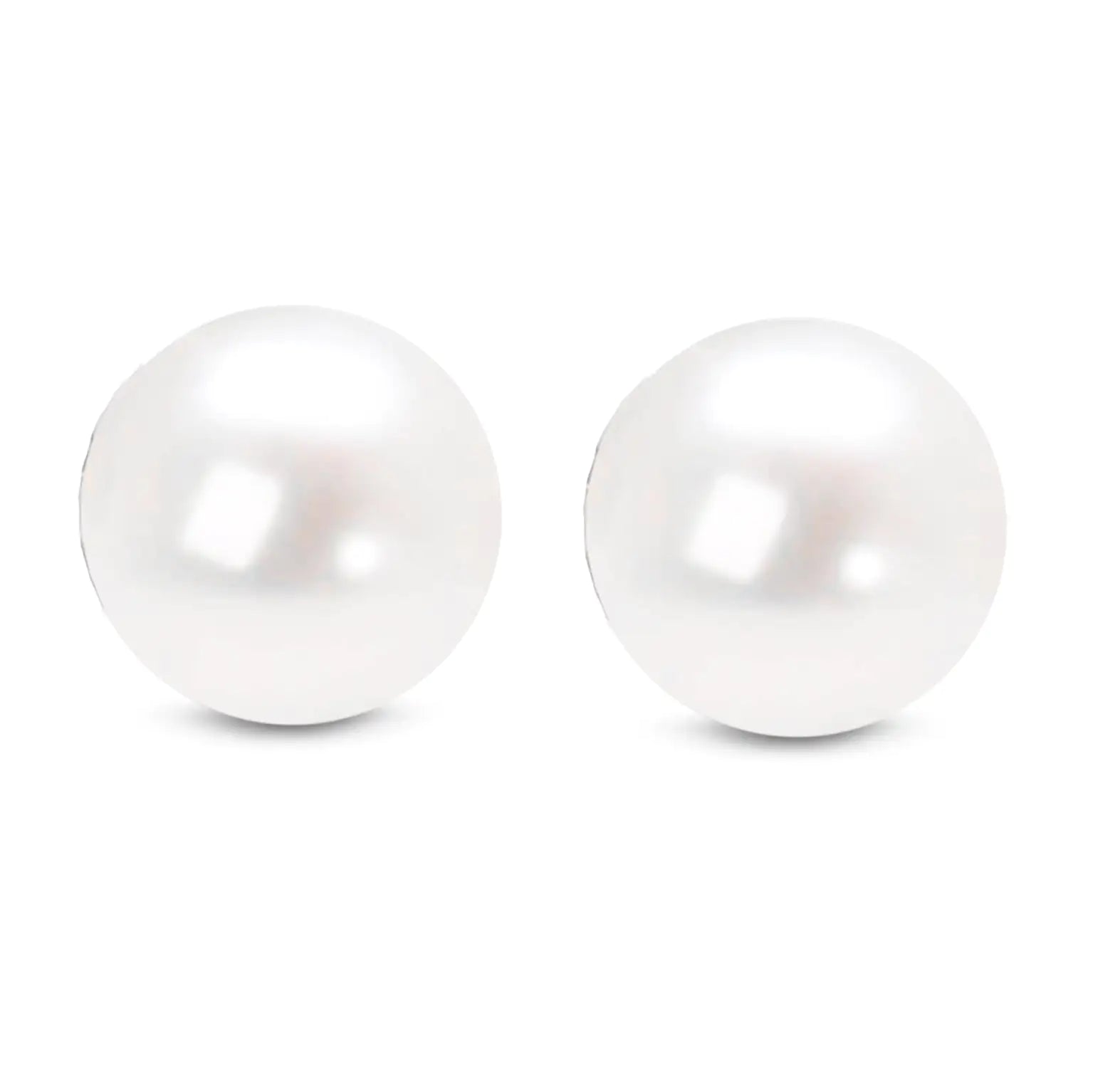 14K Gold Round White Saltwater Akoya Cultured Pearl Stud Earrings AAA+ Quality - Choice of MM Size by Anti Spier