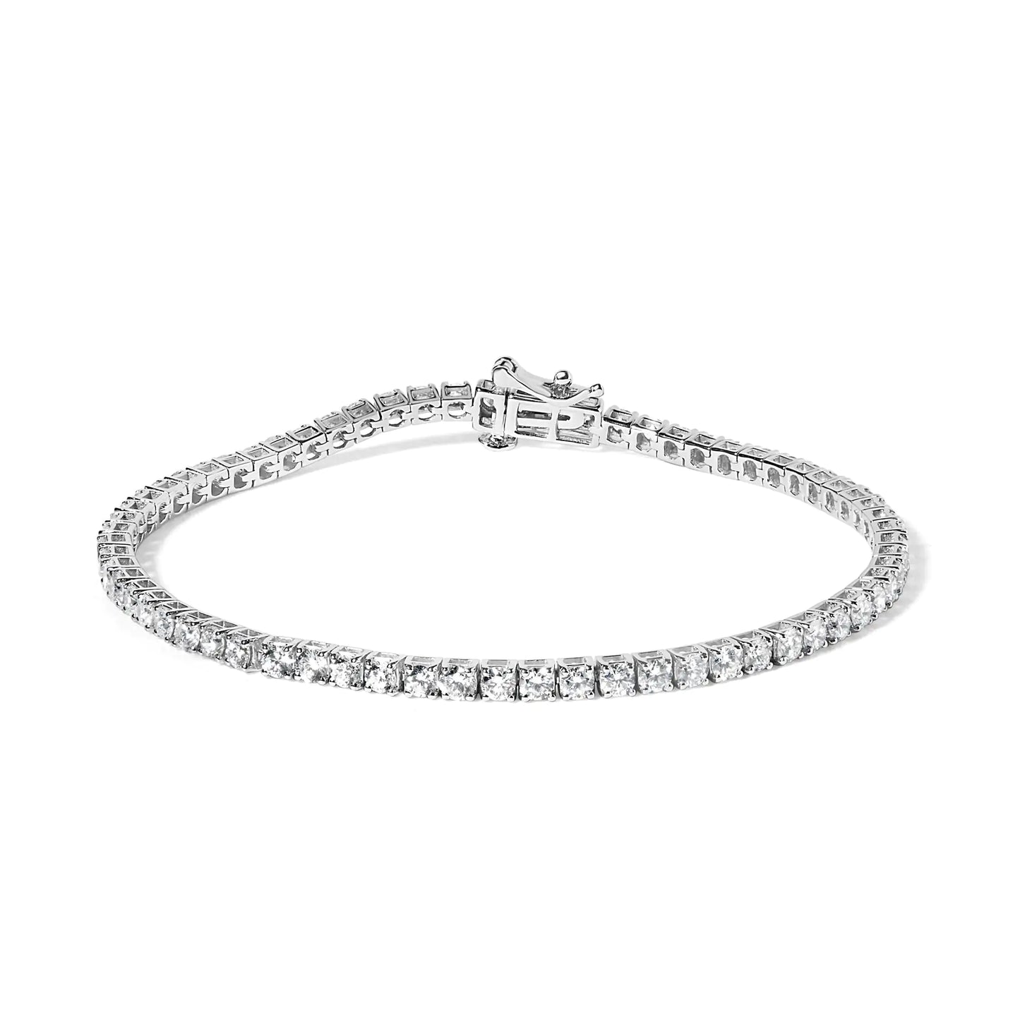 14K White Gold Lab Grown 4.00 Cttw Round Brilliant Cut Diamond Prong Set Classic Tennis Bracelet - 7" (F-G Color, VS2-SI1 Clarity) by Anti Spier
